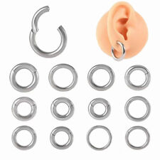 2mm-10mm Gauge Steel Hinged Hoop Nose Ring Universal Ear Plug Clicker Piercing