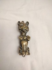 Vintage 10cm Cat in Bow-tie Brass Door Knocker 
