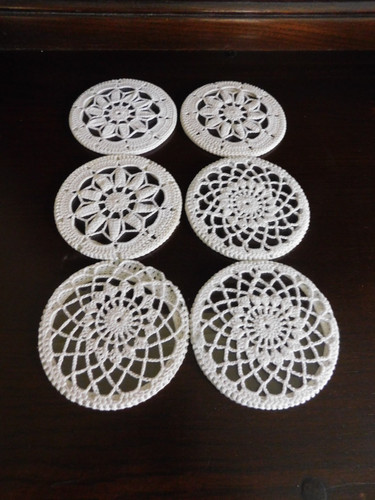6no round glass coasters - round, with
