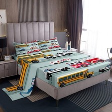 Fire Truck Bed Sheets Cartoon