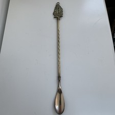 Vintage/antique Brass Shoe Horn With tall ship Handle 20 1/4 Inch.loop Hook top 