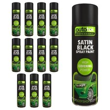 AutoTek Satin Black Multi-Purpose Aerosol Spray Paint 500ml x12