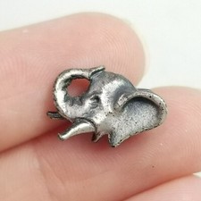 Vintage Elephant Tie Tack Pin, Silver Tone Trunk Up Good Luck, Estate