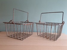 Pair Of Vintage Galvanised Wire Mesh Baskets Home Garden