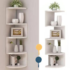 5 Tier Floating Corner Shelves Wooden Storage Display Shelf Units Wall Mount UK