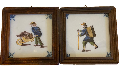 Pair dutch makkum tiles - pair,
