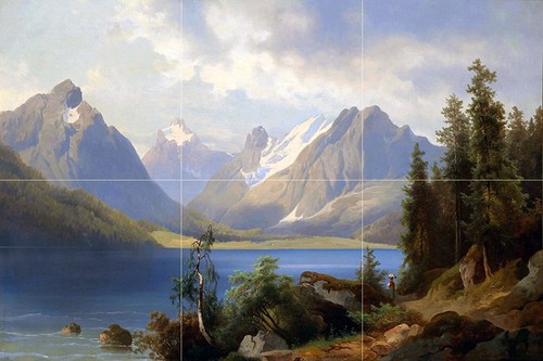 Landscape mountain lake trees
