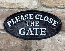  Please Close The Gate Black Cast Iron Sign Antique Wall Garden Gate Door Plaque