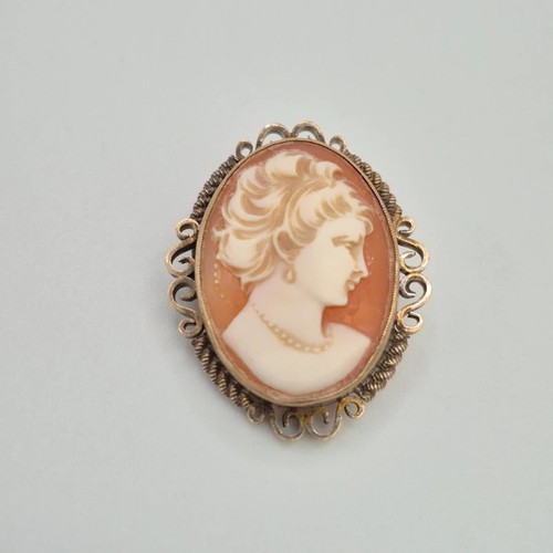800 silver carved cameo brooch - silver,