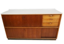 Mid-Century Kandya Trimma-Style Sideboard with Sliding Doors & Formica Top 158cm