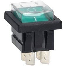 Bulgin DPST Illuminated Green Panel Mount Rocker Switch