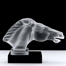 Art Deco Clear Frosted Art Glass ' Head Horse ' Car Mascot Sculpture H. Hoffmann