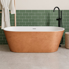 Luxury Modern 1590mm x 560 Freestanding Oval Acrylic Bath Copper Marble Effect