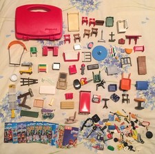 Playmobil Mixed Spare Parts Bundle Lot Furniture Accessories Carry Case Vintage