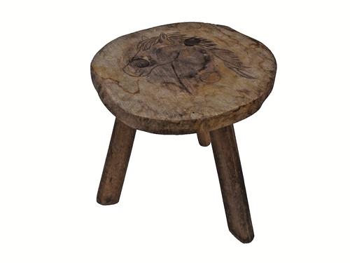 Vintage carved wooden tripod - carved,