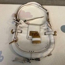 Chloe Paddington Leather Shoulder Bag White Padlock Key Designer Vintage Y2K