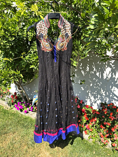 Black embroidered anarkali - embroidered,
