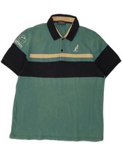 AUSTRALIAN L'ALPINA Mens Polo Shirt XL Green Colourblock Cotton AV07