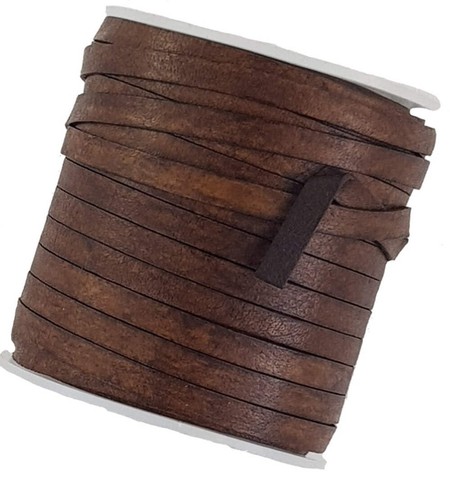 Brown flat leather cord mm - cord, 5
