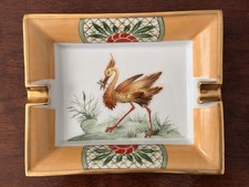 HERMES rare Exotic bird Large Ashtray gilded edges Collectible