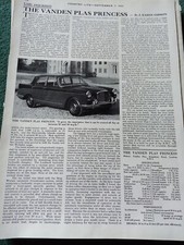 A3q  Ephemera 1961 Article Vanden Plas Princess 