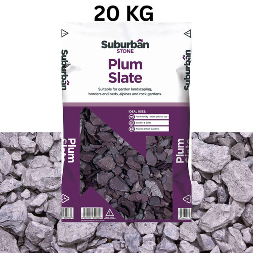 Plum slate chippings 40mm - 40mm, |