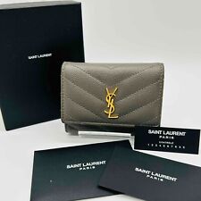 YSL Saint Laurent 6 Ring Leather Key Case Gray Authentic