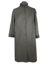 Vintage LODENFREY Muncher Loden Overcoat Green Wool Blend Long Ladies UK10 EU38
