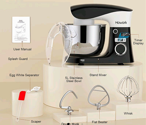 Howork 1500w stand mixer - stand, 5l