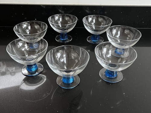 Denby blue jetty footed glass - blue,