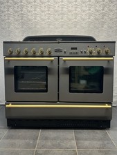 RANGEMASTER  CLASSIC 110cm DUAL FUEL RANGE COOKER IN GREY AND GOLD TRIM…
