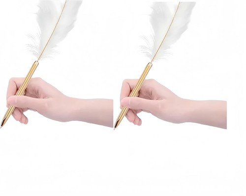 2pcs white feather pen - feather,