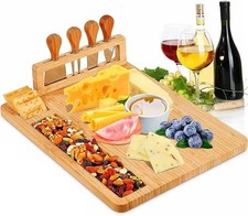 Bamboo Cheese Board Set Charcuterie Serving Platter Wooden Tray Gift Set