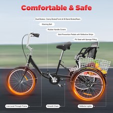 20" Trike Tricycle 3-Wheel Bike Bicycle With Folding Back Basket+Child Seat