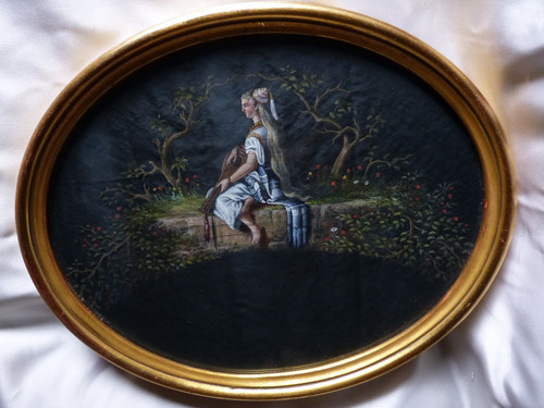 Framed medallion painting - framed,