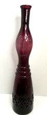 ART GLASS ITALIAN MID CENTURY AMETHYST EMPOLI VIMAX FACE GENIE BOTTLE DECANTER