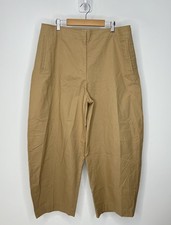 COS Barrel Leg Pants Womens US 12 Khaki Tan High Rise Ankle Crop Cotton Trousers