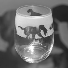 ENGLISH SETTER Frieze Boxed 36cl Crystal Stemless Wine / Water Glass