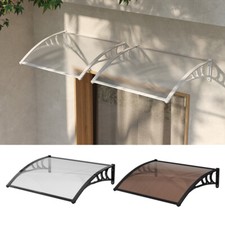 Front Back Door Canopy Shelter Porch Window Awning Clear/Brown Panel More Sizes