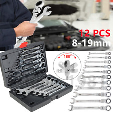 12pcs Metric Ratchet Flexible Spanner Set 8-19mm Combination Wrench Spanners 