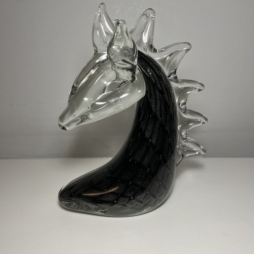 Murano glass horse head - glass,