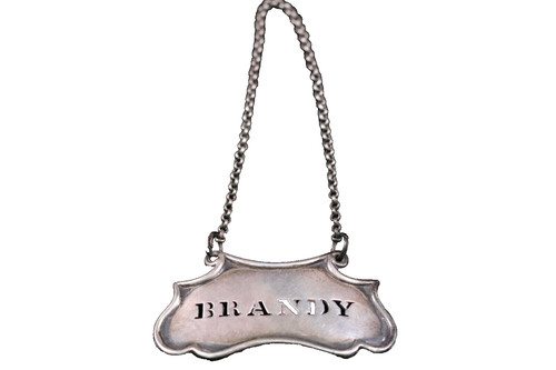 Silver brandy decanter label - silver,