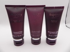 (3) Asprey London Purple Water Conditioner, Shower Gel, Shampoo Ritz 1.7 Oz