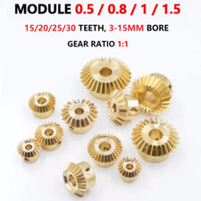 Module 0.5/0.8/1/1.5 Bevel Gear Brass 1:1 Pairing 15/20/25/30 Teeth Miter Gear 