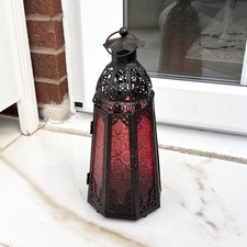 Moroccan style portable glass tapered candle Lantern- H 34 x base 14cm