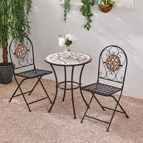3pcs mosaic bistro set metal - 3pcs,