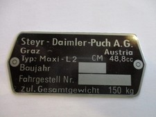 Nameplate Puch AG Plate ID