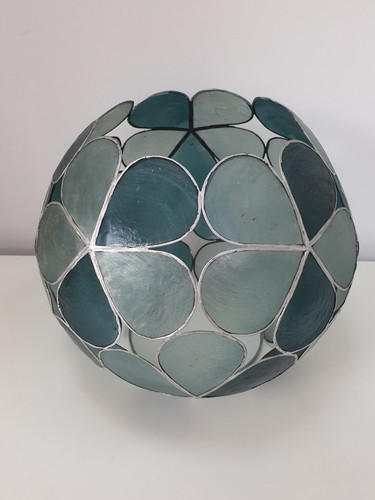Teal blue floral capiz shell - teal,