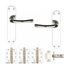 Modern GENOA Internal Door Handles set backplate | Chrome , 3x Hinges 1x Latch