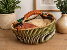 Vintage african bolga basket - african,